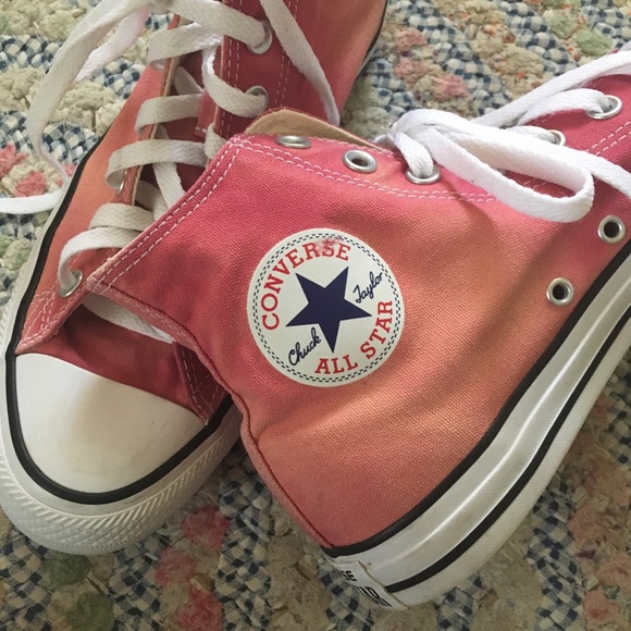 red converse bleached
